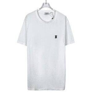 Burberry White Cotton T-Shirt With Embroidered TB Logo
